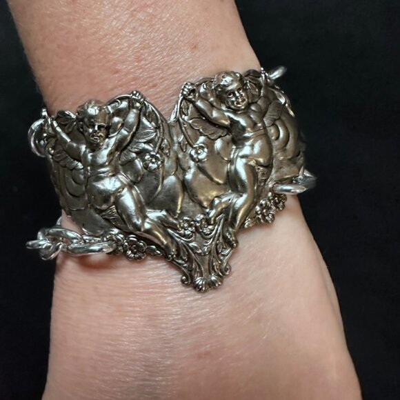 Antique Obsessions Jewelry - Cherub Chain Angel Bracelet Statement Goth Victorian Gothic Slave Cuff Link